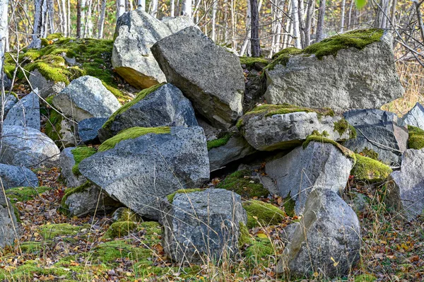 Duże Szare Skały Starego Kamieniołomu Kumla Szwecja Październik 2022 — Zdjęcie stockowe