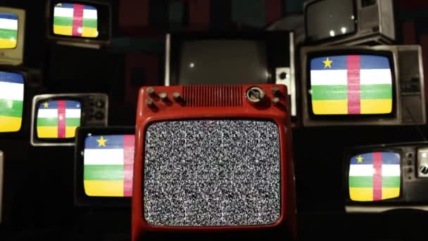 Flag Central African Republic Retro Televisions Zoom — Stock Video