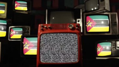 Mozambik ve Retro Televizyon bayrağı. Yakınlaştır. 