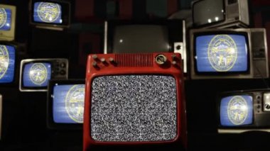 ABD 'nin Nebraska ve Retro Televizyonlarının bayrağı. Yakınlaştır. 