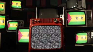 Sao Tome, Principe ve Retro Televisions bayrağı. Yakınlaştır. 