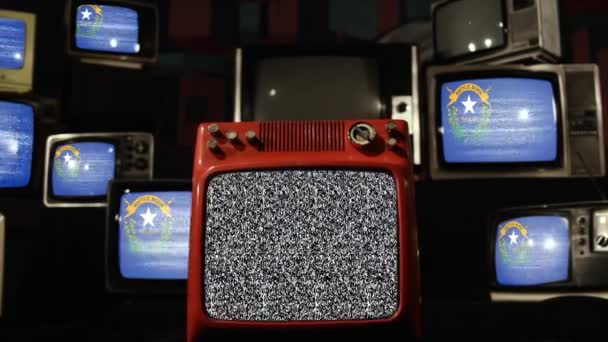 Nevada Retro Televizyonları Bayrağı Yakınlaştır — Stok video