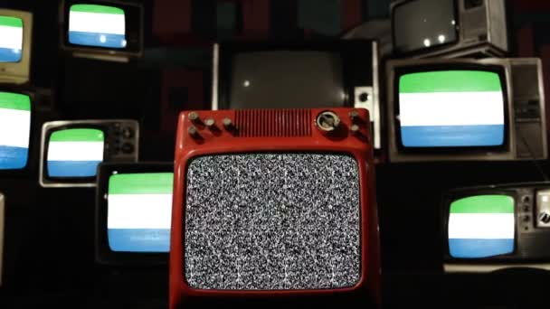 Bandeira Serra Leoa Retro Televisions Ampliar — Vídeo de Stock