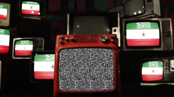 Bandera Somalilandia Retro Televisores Ampliar — Vídeos de Stock