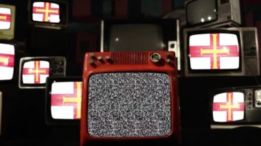 Guernsey ve Vintage Televisions bayrağı. Yakınlaştır.  
