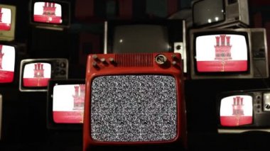 Cebelitarık ve Vintage Televizyon bayrağı. Yakınlaştır.  