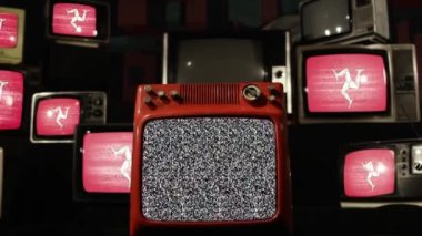 Man Adası ve Vintage Televizyonlarının Bayrağı. 