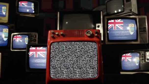 Flag Saint Helena Vintage Televisions Zoom — Stock Video