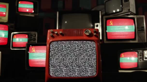 Флаг Приднестровского Винтажных Телевизоров — стоковое видео
