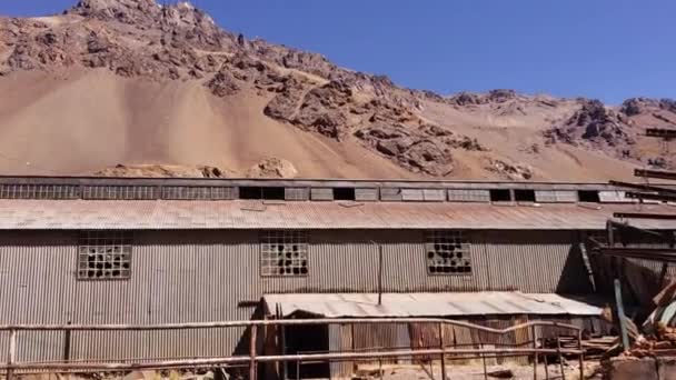 Stasiun Kereta Terbengkalai Las Cuevas Pegunungan Andes Provinsi Mendoza Argentina — Stok Video