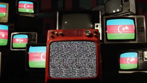 Прапор Азербайджану Vintage Televisions — стокове відео