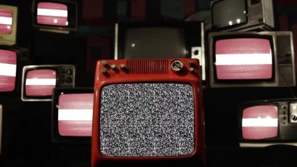 Banderas Letonia Televisores Vintage — Vídeos de Stock