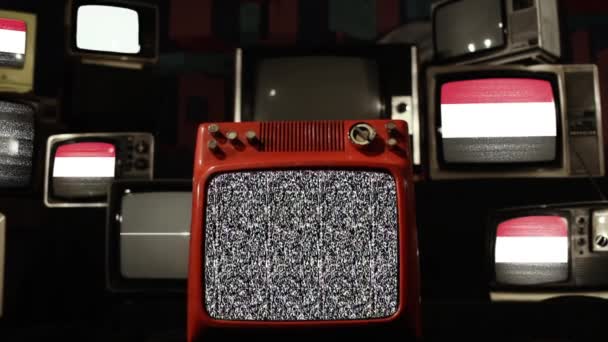 Jemens Och Vintage Televisions Flagga — Stockvideo