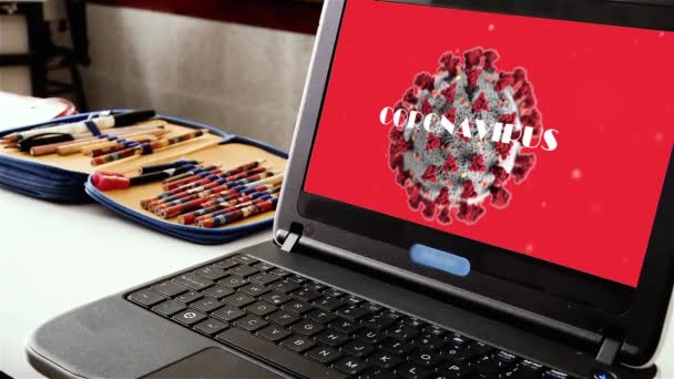 Коронавирус Экране Ноутбука Компьютера Закрыть — стоковое видео