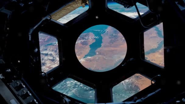 Sinai Peninsula Gulf Aqaba Gulf Suez Seen Window Cupola International — Vídeo de Stock