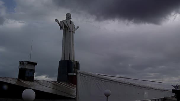 Cristo Redentor San Salvador Padroeiro Pescador Grande Escultura Localizada South — Vídeo de Stock