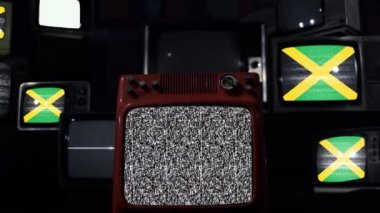Jamaika ve Retro Televizyonlarının Bayrakları.