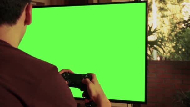 Gamer Jogando Uma Com Tela Verde Você Pode Substituir Tela — Vídeo de Stock