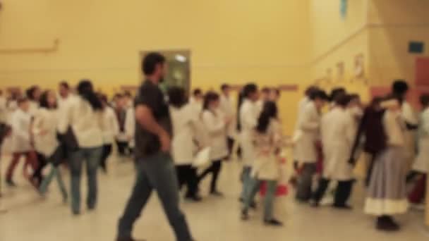 Verschwommene Schulkinder Öffentlichen Weißen Uniformen Buenos Aires Argentinien — Stockvideo