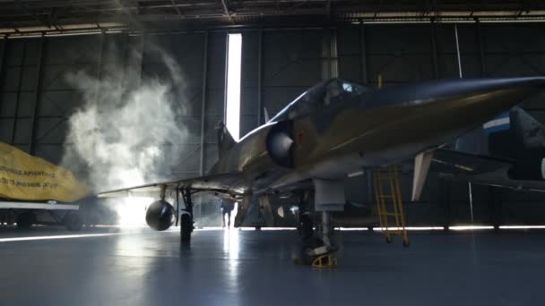 Air Force Dassault Mirage Iii Serie Hangar Fighter Jet Hangar — Video Stock