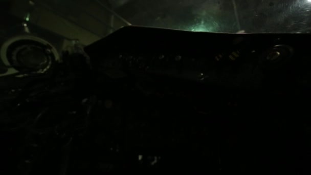 Внутрішній Вигляд Бічних Панелей Керування Всередині Старого Канберри Бомбардувальника Зовнішніми — стокове відео