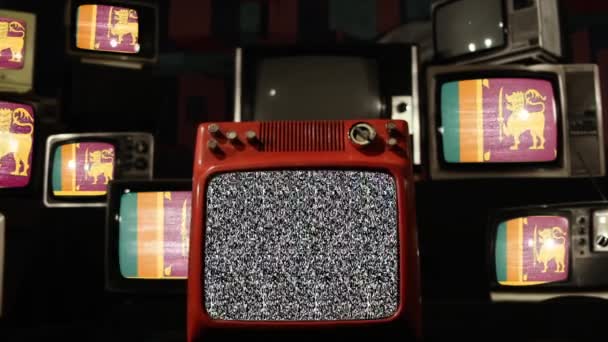 Vlag Van Sri Lanka Vintage Televisies — Stockvideo