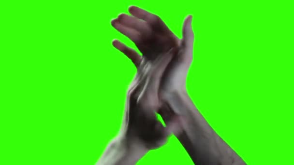 Man Klappende Handen Applaus Een Man Klappend Groen Scherm Sluit — Stockvideo