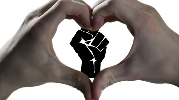 Black Lives Matter Logo Hand Heart Gesture — Stock Video