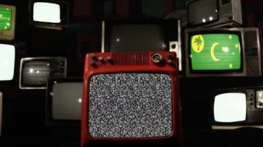 Eski Televizyon Yığını ve Cocos Bayrağı (Keeling) Adaları. 