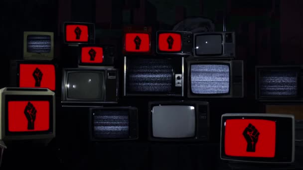 Black Lives Matter Sign Retro Televisions — Stok Video