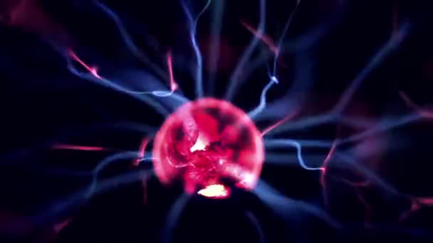 Plasma Lamp Plasma Filaments Extend Inner Electrode Looking Planet Earth — Stock Video