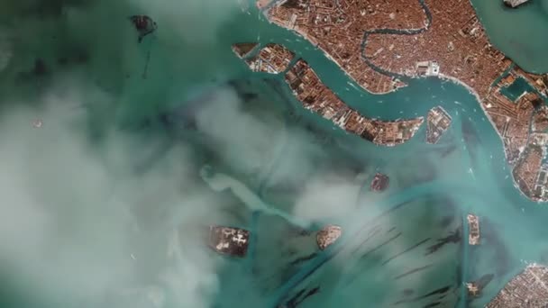 Aerial View Venetian Lagoon Mutatja Sok Szigetek Beleértve Velence Satellite — Stock videók