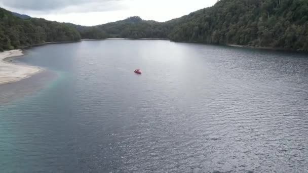 Aerial View Lake Villa Angostura Town Located Los Lagos Department — стоковое видео