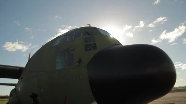 Argentyńskie Siły Powietrzne Lockheed 100 Herkules 130B Samolot Wojskowy Transportowy — Wideo stockowe
