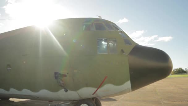 Lockheed 100 Hercules 130B Militärtransporter Der Argentinischen Luftwaffe Nationalen Luftfahrtmuseum — Stockvideo