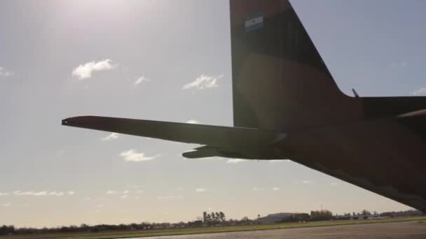 Argentin Légierő Lockheed 100 Hercules 130B Katonai Közlekedési Repülőgépek Kiállítva — Stock videók
