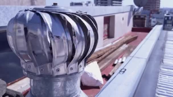 Air Spinning Turbine Ventilator Heat Control Residential Building Buenos Aires — Stock Video