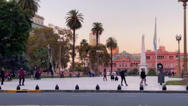 Plaza Mayo Sunset City Center Buenos Aires Argentina Resolution — Stockvideo