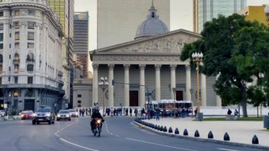 Metropolitan Cathedral nearby Plaza de Mayo (May Square), the Main Foundational Site of Buenos Aires, Argentina. 4K Resolution.