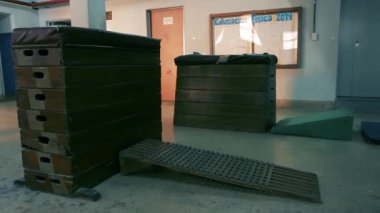 Empty Gym Room at a School in Buenos Aires, Argentina. Dolly Shot. 4K Resolution.