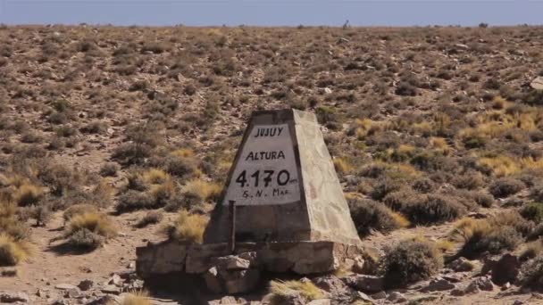 Elevation Sign Jama Pass Paso Jama International High Mountain Pass — Stock Video