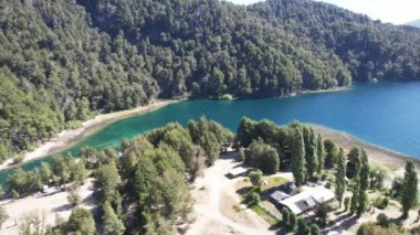 Aerial View of Lakes and Mountains in Villa la Angostura, Nahuel Huapi National Park, Neuquen province, Argentina. 4K Resolution.