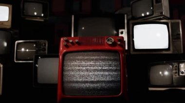 Soviet Union Flag and Vintage Televisions. 4K Resolution.