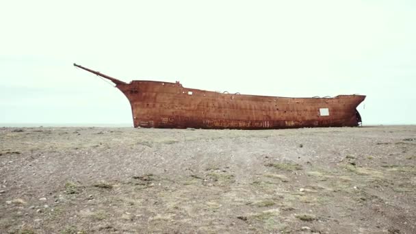 Shipwreck Marjory Glen Ship Caught Fire 1911 Beached Rio Gallegos — Stockvideo