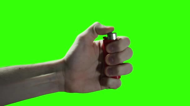 Broken Lichter Sigaret Lichter Werkt Niet Groene Achtergrond Een Close — Stockvideo