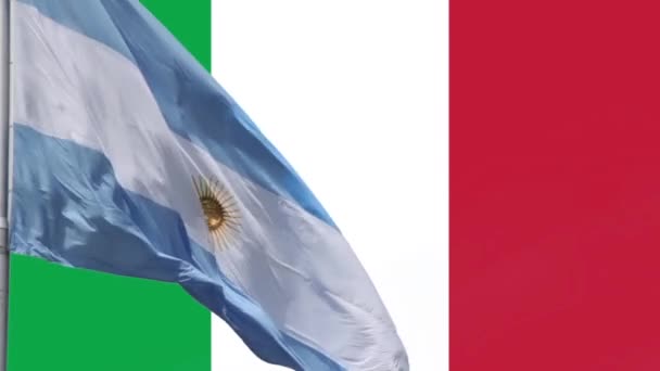 Bandiere Argentina Italia Concetto Amicizia Relazioni Internazionali Tra Paesi — Video Stock