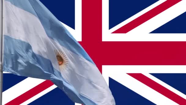 Flagge Argentiniens Und Flagge Des Vereinigten Königreichs Freundschaftskonzept Und Internationale — Stockvideo