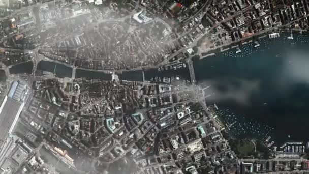 Цюрих Крупнейший Город Швейцарии Вид Космоса Фрагменты Этого Видео Предоставлены — стоковое видео
