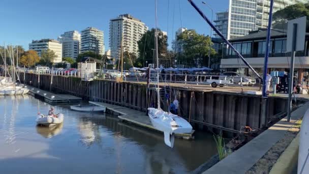 Buenos Aires Eyaleti Arjantin Deki Olivos Limanı Nda Crane Den — Stok video