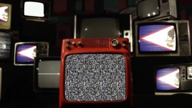 Amerikan Samoa ve Vintage Televizyon Bayrağı.